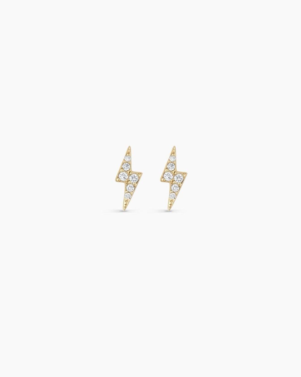 Gorjana 14k Solid Gold Diamond Lighting Bolt Earrings New in Pouch
